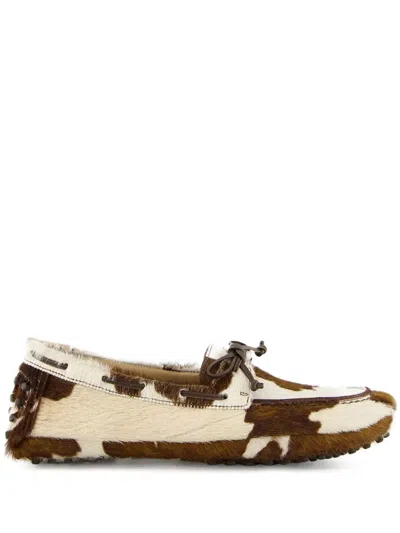 Le Monde Beryl Driver Calf-hair Loafers In Neutral