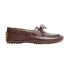 Le Monde Beryl Driver Calf Snake Effect Leather Moccasin In Brown
