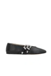 Le Monde Beryl Claudia Mary Jane Buckle Leather Ballerina Flats In Black