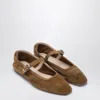 Le Monde Beryl Suede Mary Jane Ballerina Flats In Brown