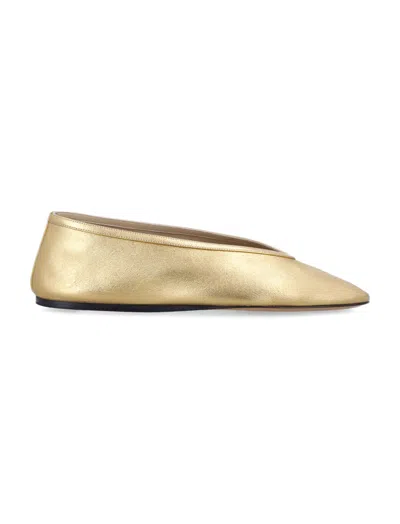 LE MONDE BERYL GOLDEN LEATHER BALLET FLATS