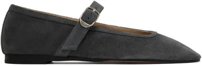 Le Monde Beryl Gray Mary Jane Ballerina Flats In Antharcite