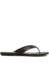 Le Monde Beryl Infradito Embossed Leather Thong Sandals In Brown