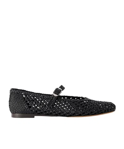 Le Monde Beryl Mary Jane Knotted Leather Ballet Flats In Black