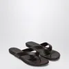 Le Monde Beryl Brown Leather Flip-flops In Multi