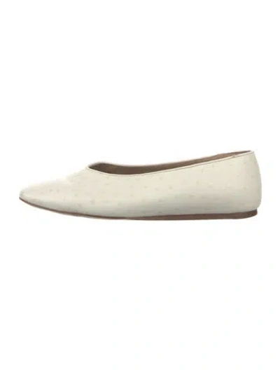 Pre-owned Le Monde Beryl Leather Animal Print Ballet Flats In Neutrals/white