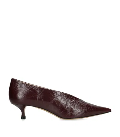 Le Monde Beryl Leather Babouche Kitten Heel 35 In Burgundy