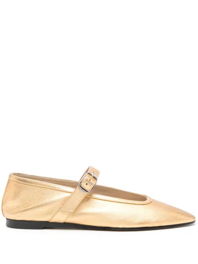 Le Monde Beryl Leather Ballerina Shoes In Gold