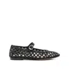 Le Monde Beryl Black Mary Jane With Strap In Woven Leather Woman