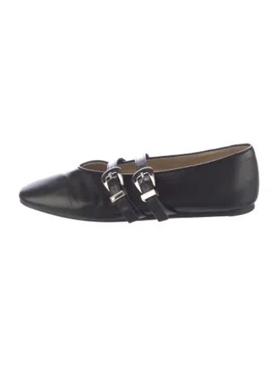 Pre-owned Le Monde Beryl Leather Ballet Flats In Black