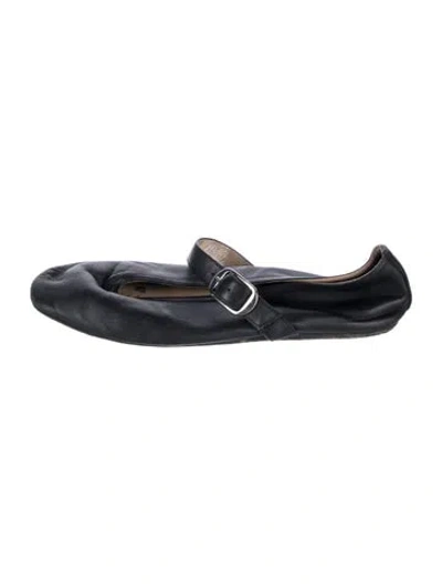 Pre-owned Le Monde Beryl Leather Ballet Flats In Blue