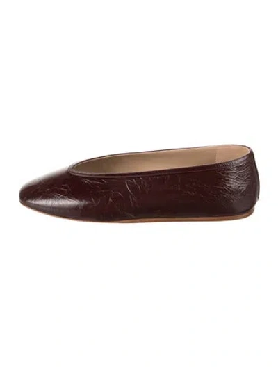 Pre-owned Le Monde Beryl Leather Ballet Flats In Burgundy