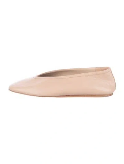 Pre-owned Le Monde Beryl Leather Ballet Flats In Neutral