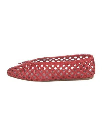 Pre-owned Le Monde Beryl Leather Ballet Flats In Red