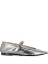 Le Monde Beryl Mary Jane Metallic Leather Ballet Flats In Silber