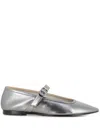 Le Monde Beryl Metallic Leather Mary Jane Flats In Silver