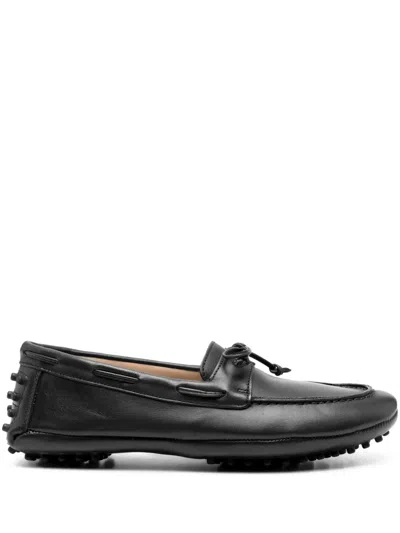 Le Monde Beryl Leather Boat Shoes In Black