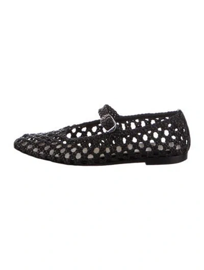 Pre-owned Le Monde Beryl Leather Braided Accents Mary Jane Flats In Black