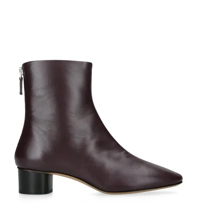 Le Monde Beryl Leather Carole Luna Ankle Boots In Burgundy