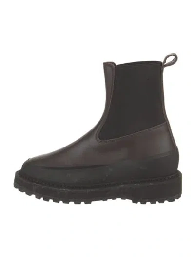Pre-owned Le Monde Beryl Leather Chelsea Boots In Black