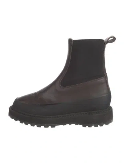 Pre-owned Le Monde Beryl Leather Chelsea Boots In Brown