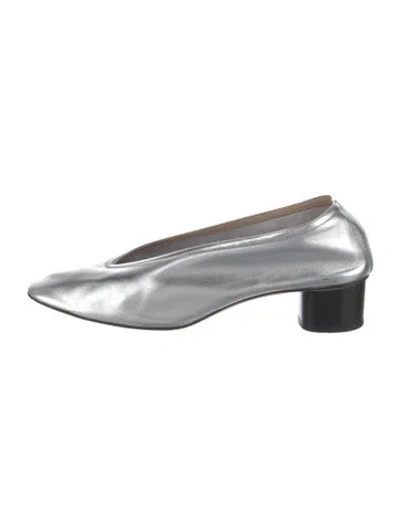 Pre-owned Le Monde Beryl Leather Colorblock Pattern Mules In Silver