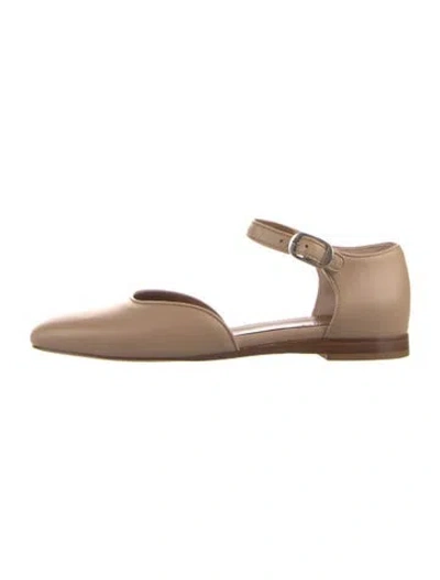 Pre-owned Le Monde Beryl Leather D'orsay Flats In Neutral