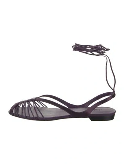 Pre-owned Le Monde Beryl Leather Gladiator Sandals In Purple