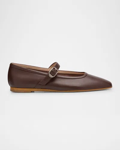 Le Monde Beryl Leather Mary Jane Ballerina Flats In 牛血红