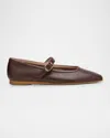 Le Monde Beryl Leather Mary Jane Ballerina Flats In Gold
