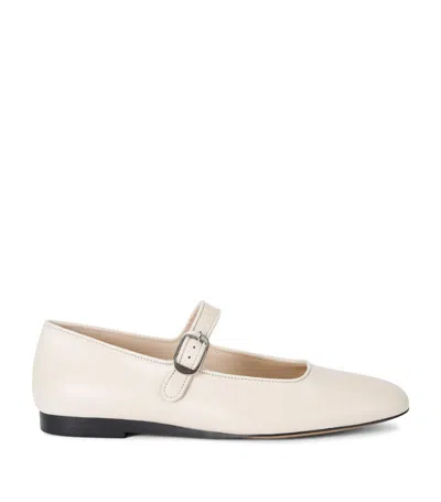 Le Monde Beryl Leather Mary Jane Ballerina Flats In White