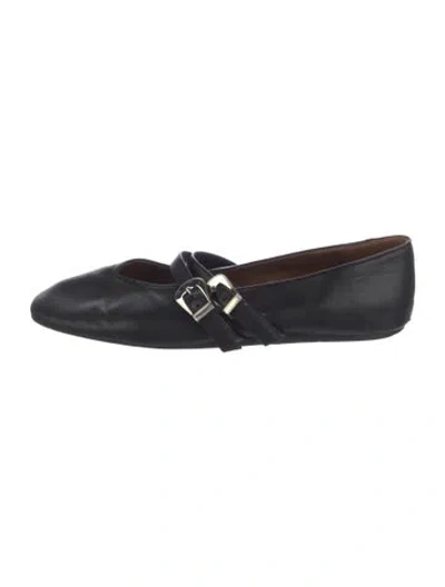 Pre-owned Le Monde Beryl Leather Mary Jane Flats In Black