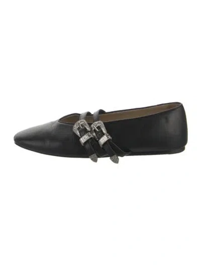 Pre-owned Le Monde Beryl Leather Mary Jane Flats In Black
