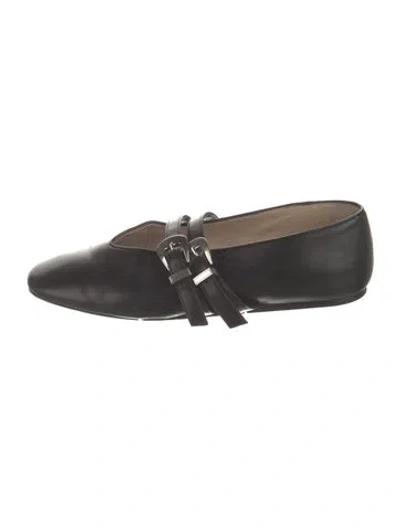 Pre-owned Le Monde Beryl Leather Mary Jane Flats In Black