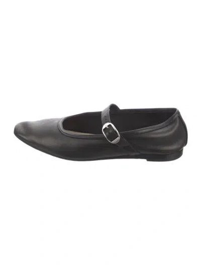 Pre-owned Le Monde Beryl Leather Mary Jane Flats In Black