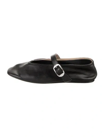 Pre-owned Le Monde Beryl Leather Mary Jane Flats In Black