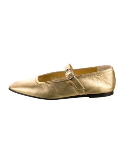 Pre-owned Le Monde Beryl Leather Mary Jane Flats In Gold