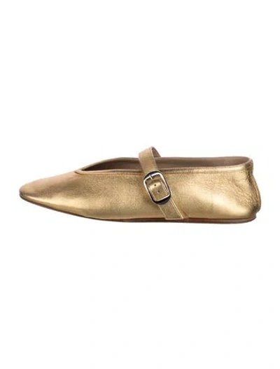 Pre-owned Le Monde Beryl Leather Mary Jane Flats In Gold
