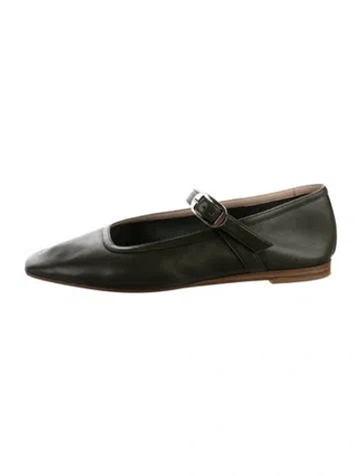 Pre-owned Le Monde Beryl Leather Mary Jane Flats In Green