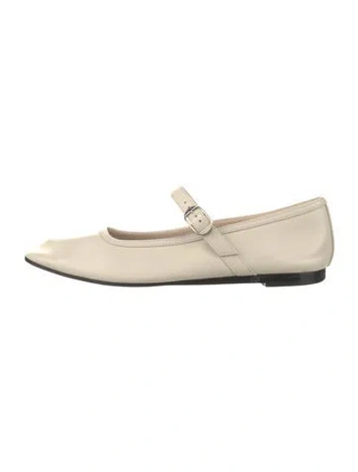 Pre-owned Le Monde Beryl Leather Mary Jane Flats In Neutral