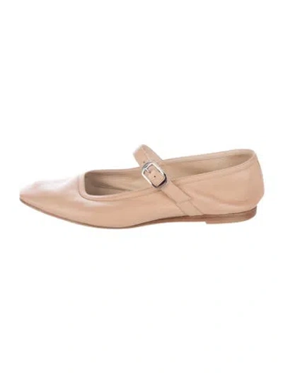 Pre-owned Le Monde Beryl Leather Mary Jane Flats In Neutral
