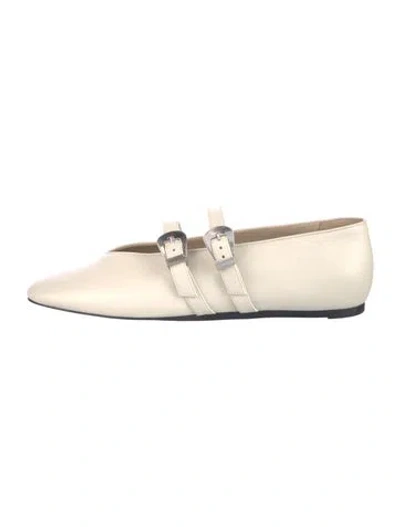 Pre-owned Le Monde Beryl Leather Mary Jane Flats In Neutral