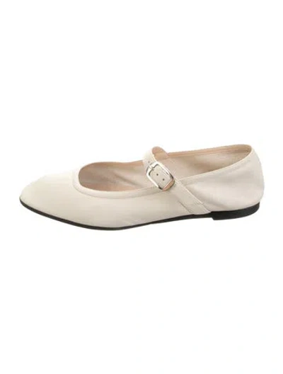 Pre-owned Le Monde Beryl Leather Mary Jane Flats In Neutrals