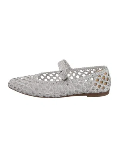 Pre-owned Le Monde Beryl Leather Mary Jane Flats In White
