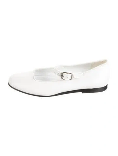 Pre-owned Le Monde Beryl Leather Mary Jane Flats In White