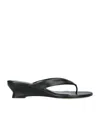 Le Monde Beryl Leather Micro Wedge Sandals 40 In Black
