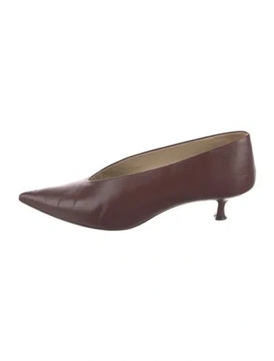 Pre-owned Le Monde Beryl Leather Mules In Burgundy
