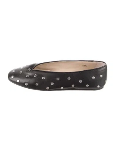 Pre-owned Le Monde Beryl Leather Patterned Ballet Flats In Black
