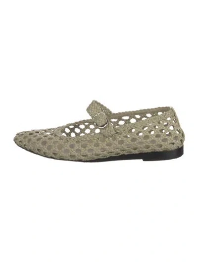 Pre-owned Le Monde Beryl Leather Patterned Mary Jane Flats In Neutrals
