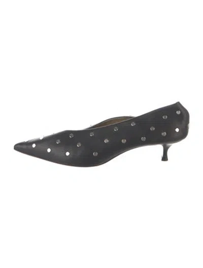 Pre-owned Le Monde Beryl Leather Polka Dot Print Pumps In Black